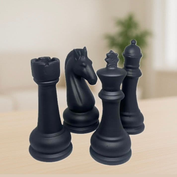 Conjunto Decorativo Xadrez em Gesso - 4 Peças