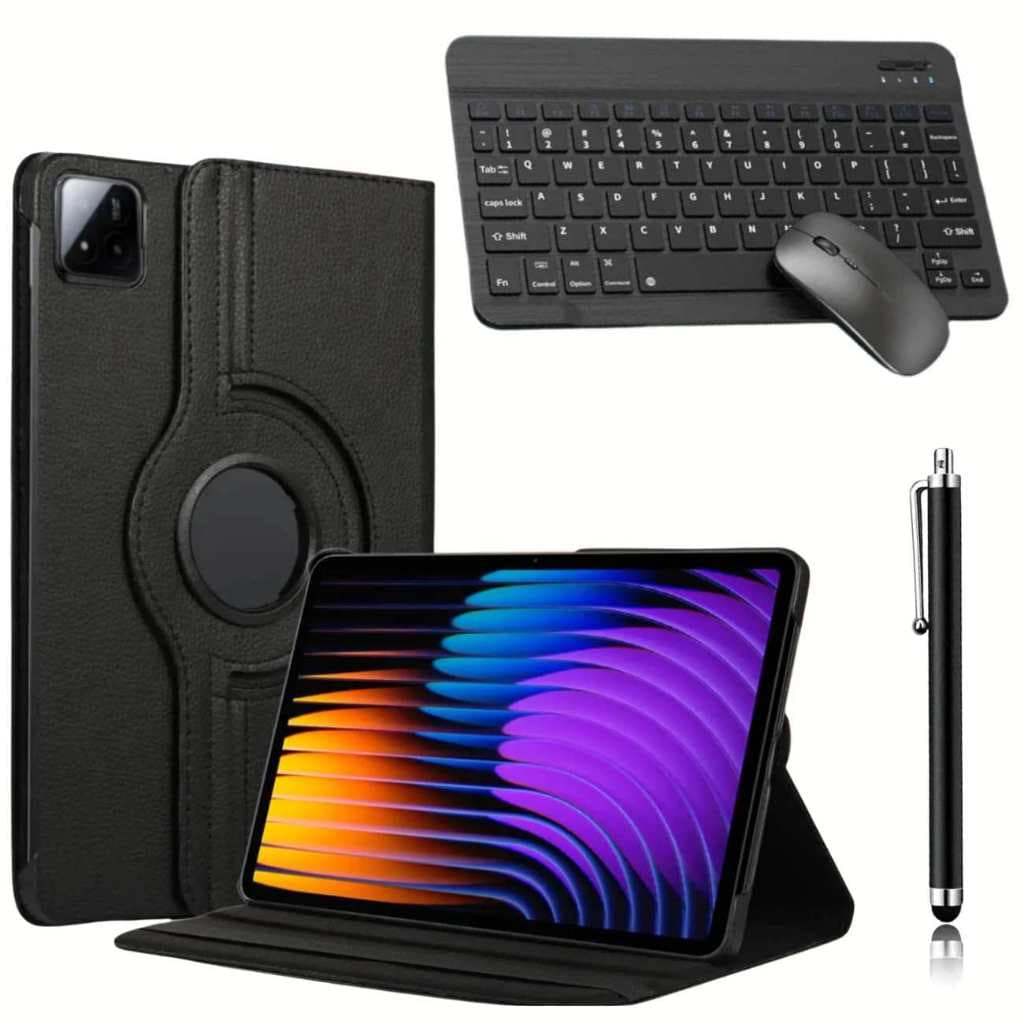 Capa Giratória Para Tablet Xiaomi Pad 7 / Pad 7 Pro 11.2 + Teclado e Mouse sem Fio Bluetooth