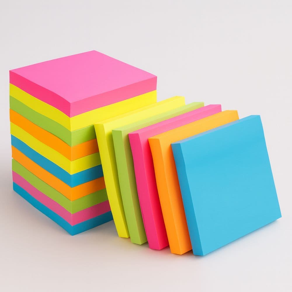Kit Bloco de Notas Adesivo 76x76mm Colorido p/ Anotações com 300 Folhas Útil