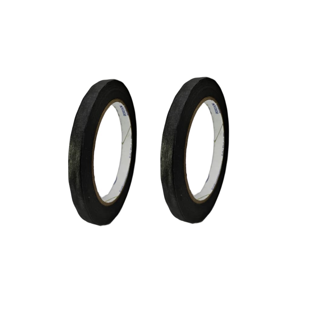 Fita Crepe Preta Super Fina 09mm X 50m Alta Fixação 2 Unidades