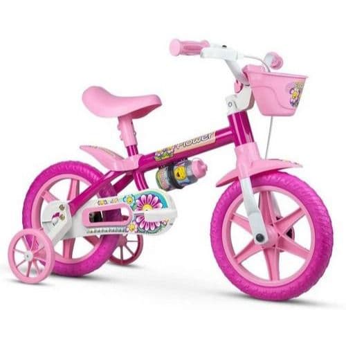 Bicicleta Bicicletinha Infantil Aro 12 Flower 11 Rosa  MENINA - Nathor