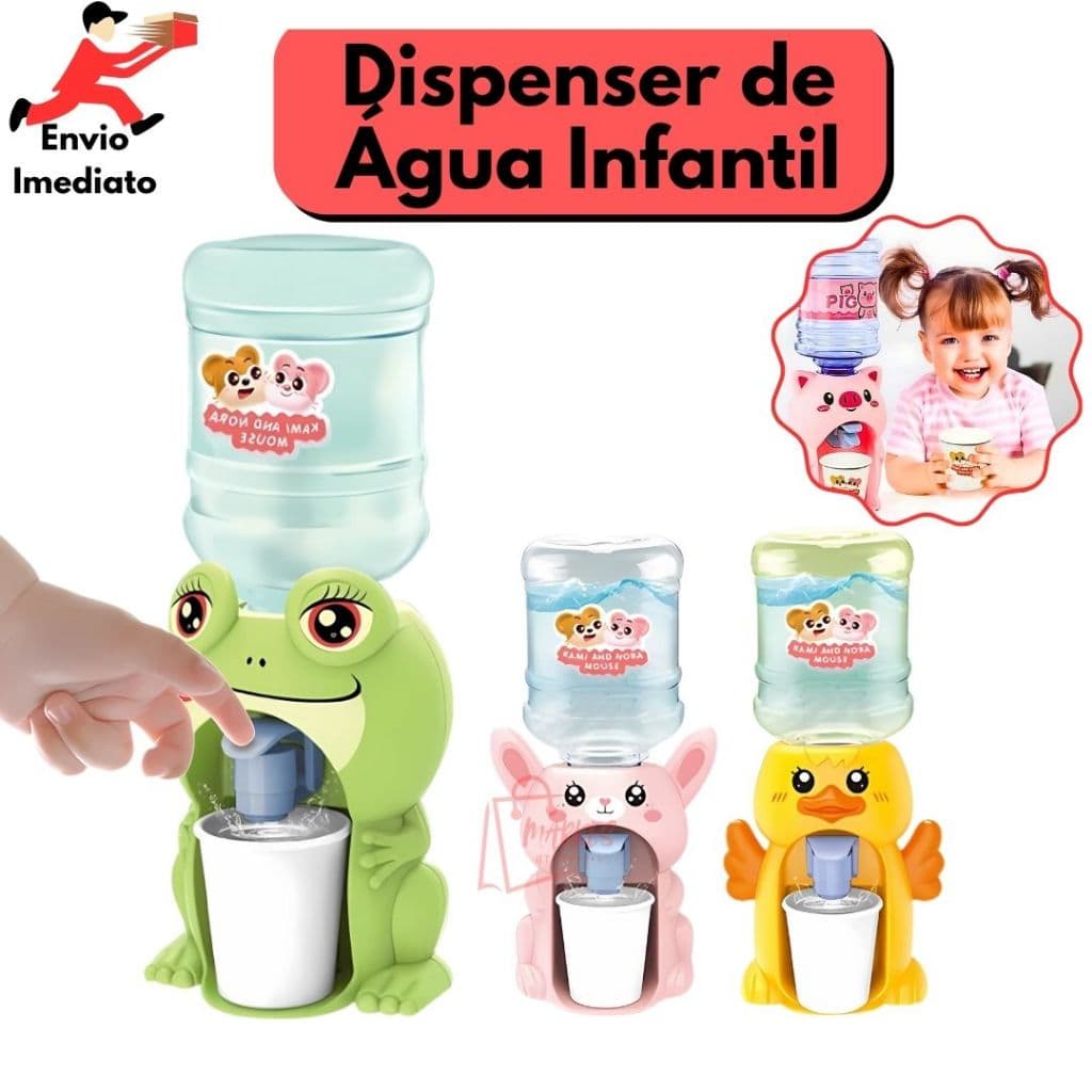 Dispenser De Agua Kids Mini Bebedouro Com Copo Educativo E Divertido Formato Animais
