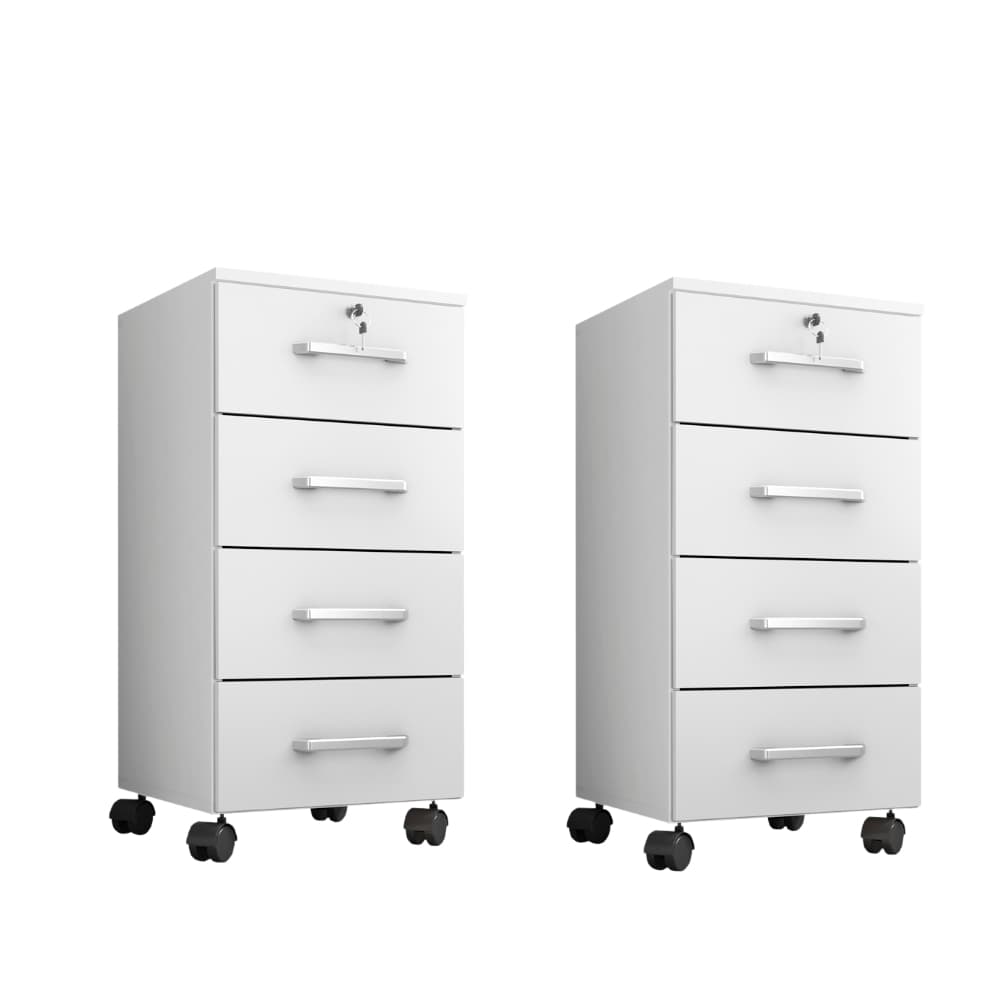 Kit 2 Gaveteiro 4 Gavetas Organizador Escritório Quarto Salão com rodinha
