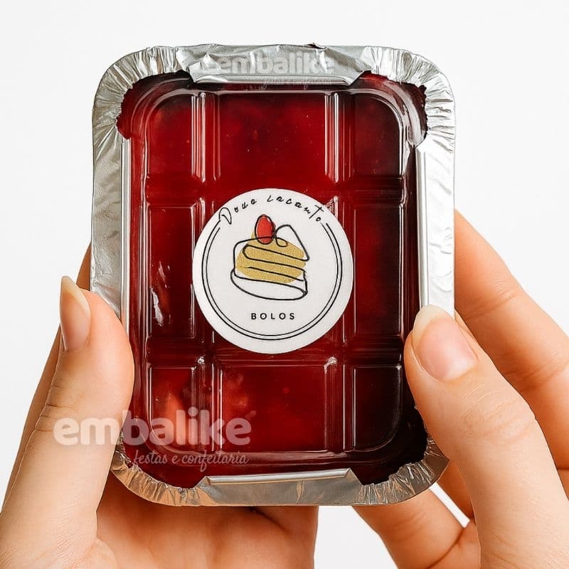 50un Mini Marmita Alumínio 135ml Tampa PET Transparente Lembrancinha Morango do Amor - Wyda