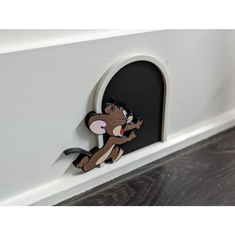 🐭 Porta Decorativa Ratinho Desenho 3D – Estilo Tom & Jerry