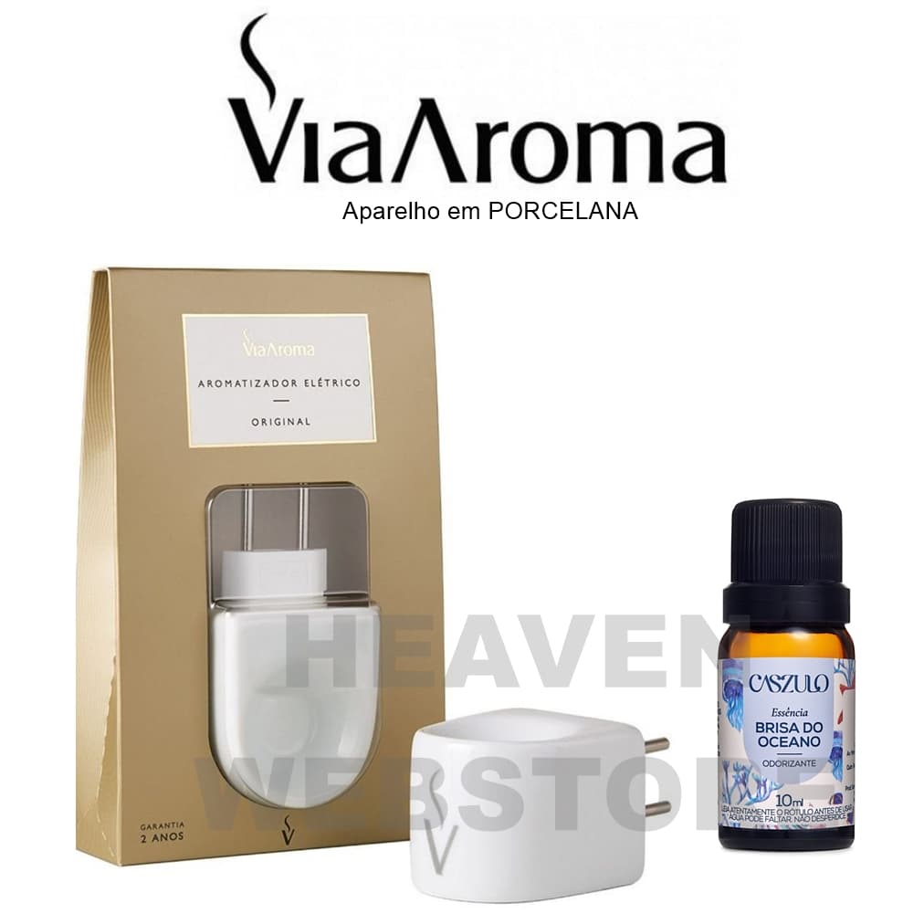 Aromatizador Porcelana + 1 Essência Via Aroma CASZULO - Escolha a sua - Difusor Aromaterapia