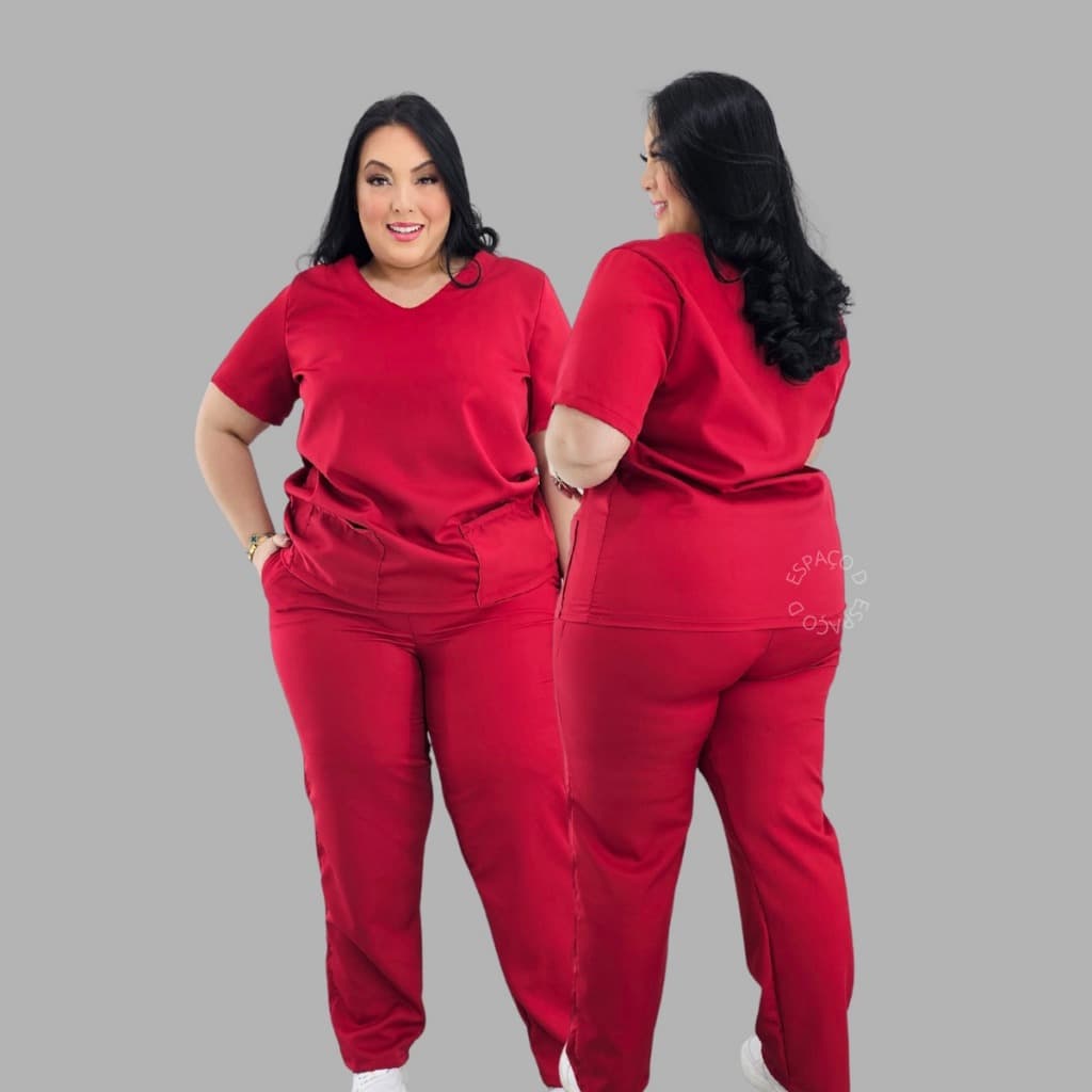 Pijama Feminino Plus Size Conjunto Scrub Gabardine Premium Hospitalar Cirúrgico Tamanho Grande - Ph