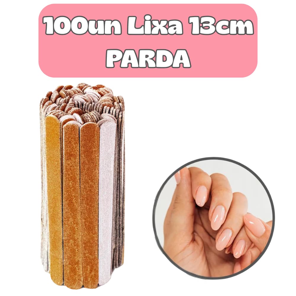 100un Lixas de Unha PARDA 13cm Descartavel – Qualidade Profissional no Atacado Manicure Pedicure Beleza Estética