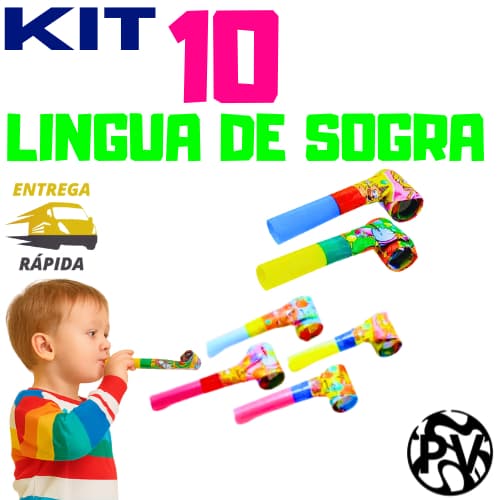 Kit 10 Línguas de Sogra Brinquedo Lembrancinha Festa Infantil
