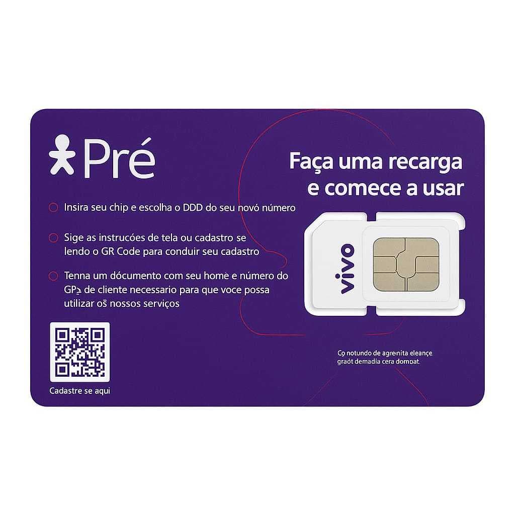 Chip Vivo Pré-Pago 4G/ 5G  Corte Triplo Sem Recarga