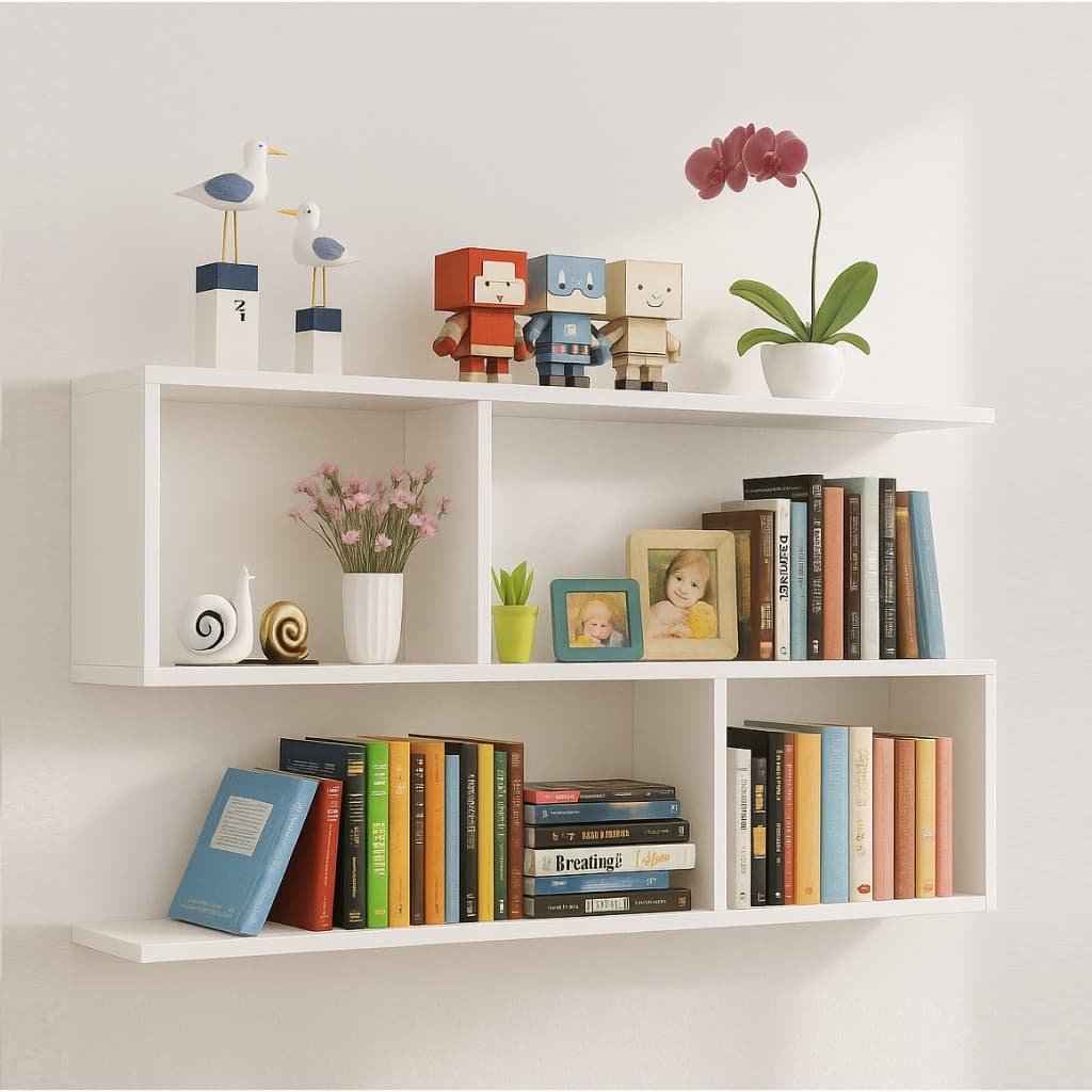 NICHO PRATELEIRA 90X60X17CM ORGANIZADOR DE LIVRO DECORATIVO COR BRANCO FOTOS QUARTO SALA