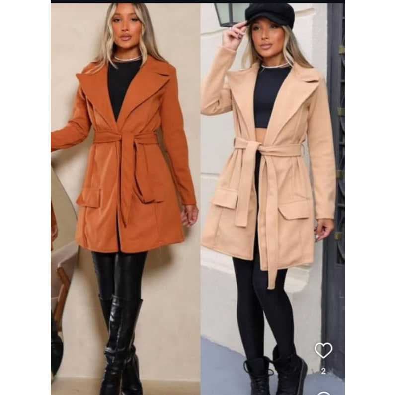 Casaco Feminino Sobretudo com Faixa Cintura Alta  Elegante Inverno Moda Blogueira