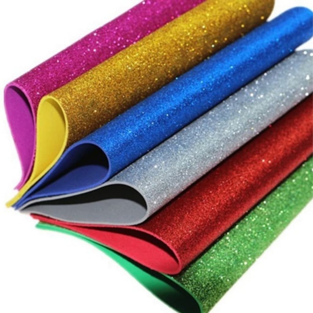 Placas De EVA Premium com Glitter 40x48 - Kit com 10 folhas coloridas sortidas