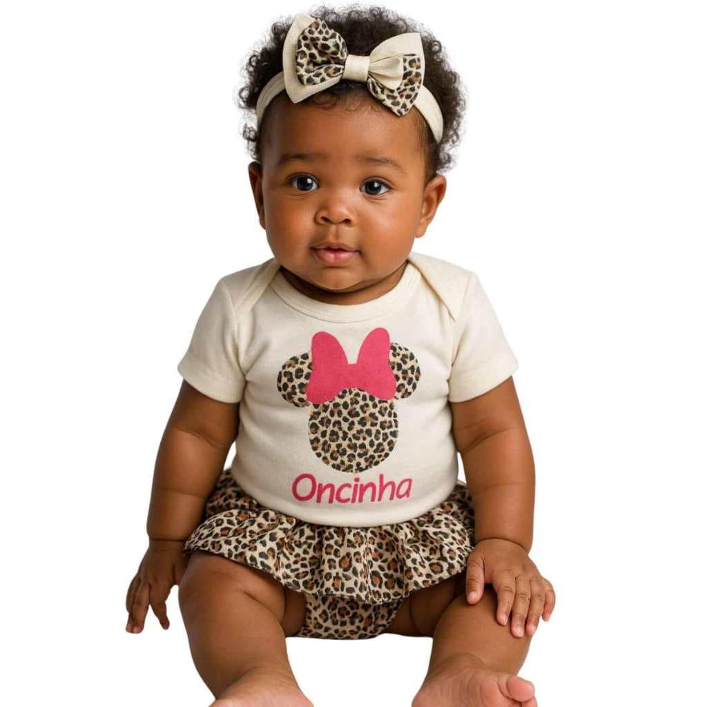 Body Mesversário Bebê Menina Oncinha - Super Fashion