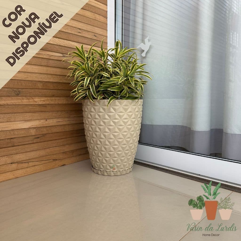 Vaso De Planta Coluna Diamante 42 Cm Sala Varanda Jardim. Ideal para ambientes internos e externos.
