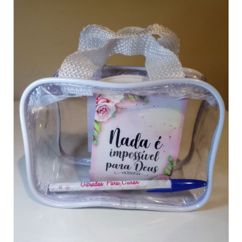 kit 10 Necessaire mini tipo cristal com alça organizadora de maquiagem/lembrancinha 15x12cm