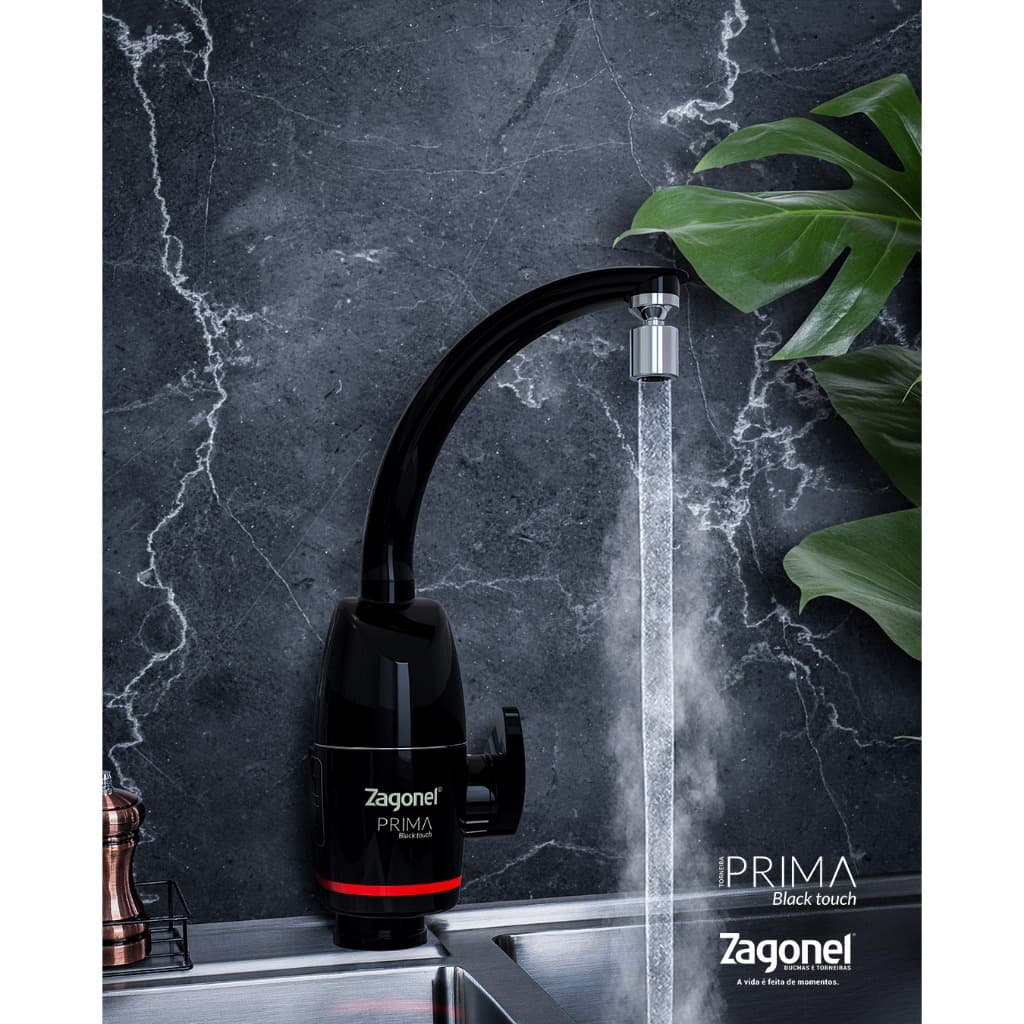 Torneira Elétrica Preta e Branca Prima Touch 5500W 127V/220V Zagonel