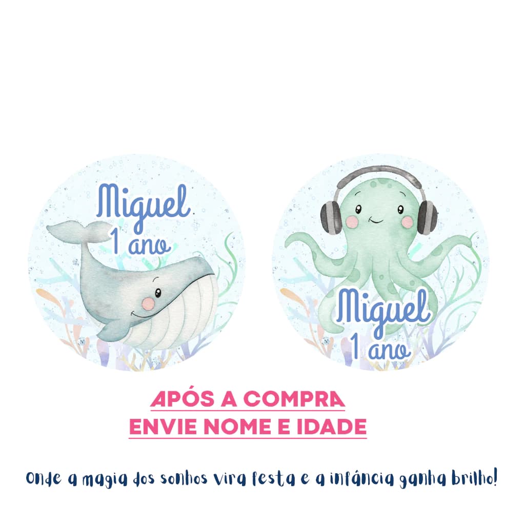 Adesivos Personalizados Fundo do Mar 5x5 - Fazemos qualquer tema Adesivos Para Festas