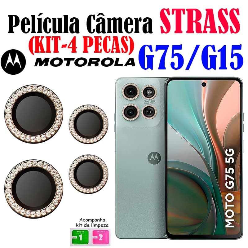 Kit (4 Pecas) Película Câmera Strass G75/G15 MOTOROLA Protetor Da Lente Colorido