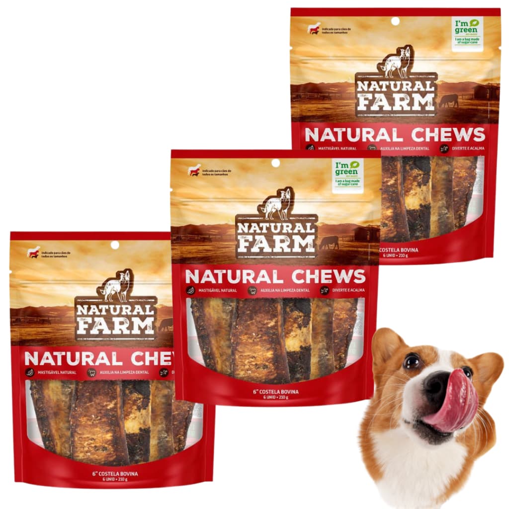 Costela Bovina Defumada Petisco Natural Para Cachorro Cães Pet Natural Farm Deliciosa