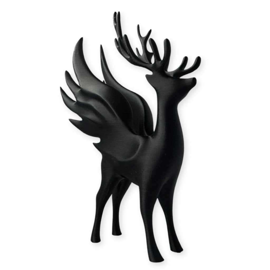 Estátua Veado Alado Decorativo | 17cm | Escultura Moderna | Preto Fosco