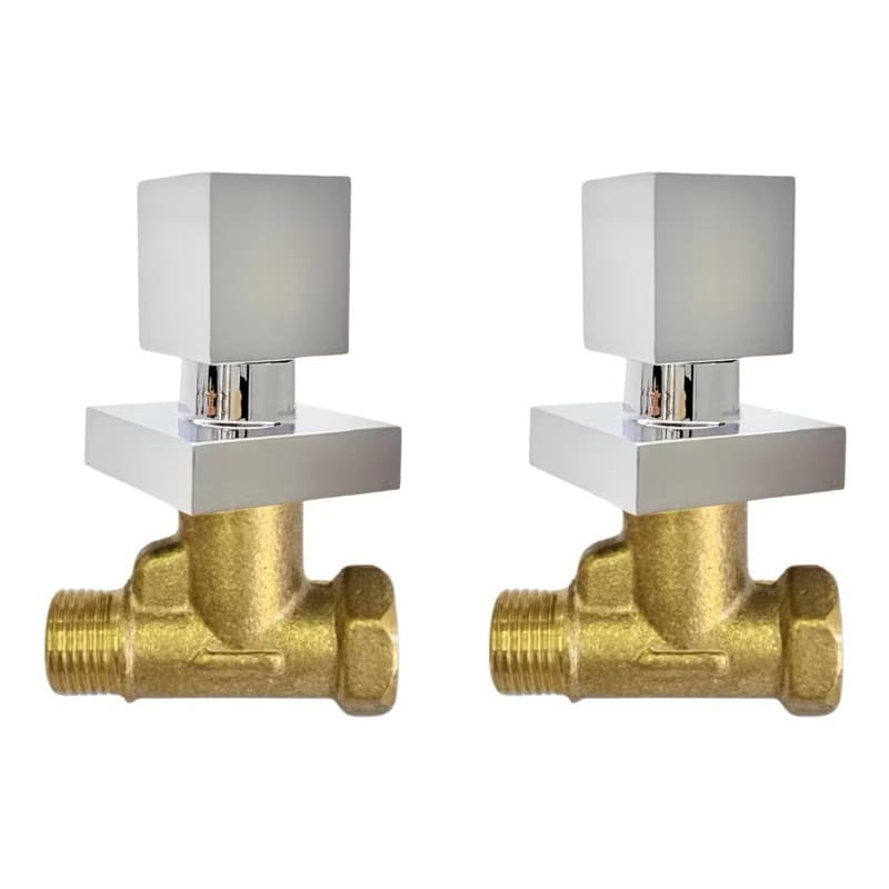 Kit 2 Registro Chuveiro 1416 3/4 com Kit Acabamento Quadrado em ABS Cromado
