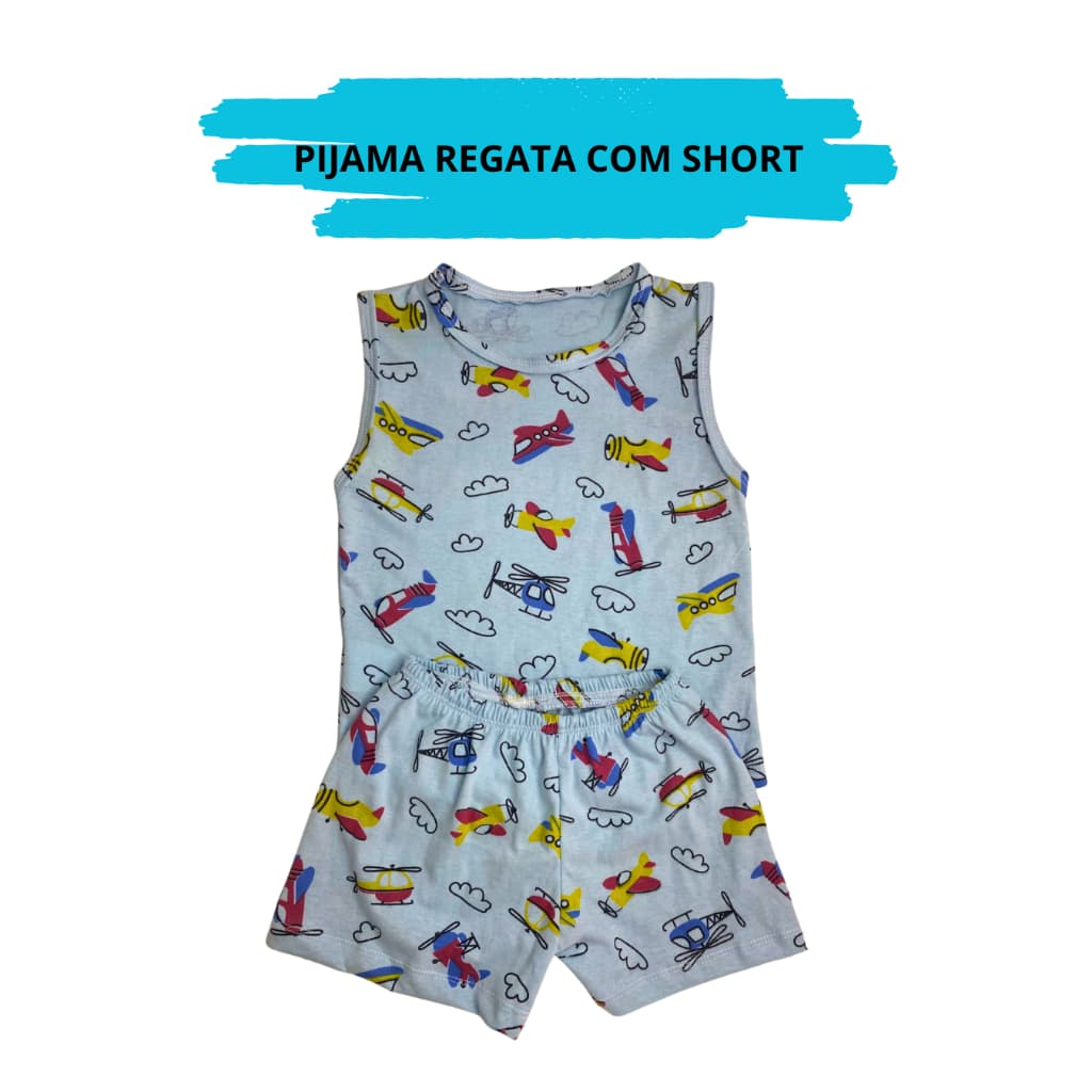 Pijama Regata Masculino Infantil Menino 02 Ao 16 100% Algodão