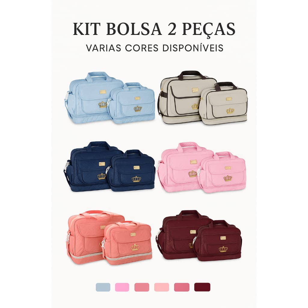 Conjunto Mala Maternidade Bebê Grande e Pequena Kit Djon 2 Bolsas Para Fraldas e Saída Maternidade