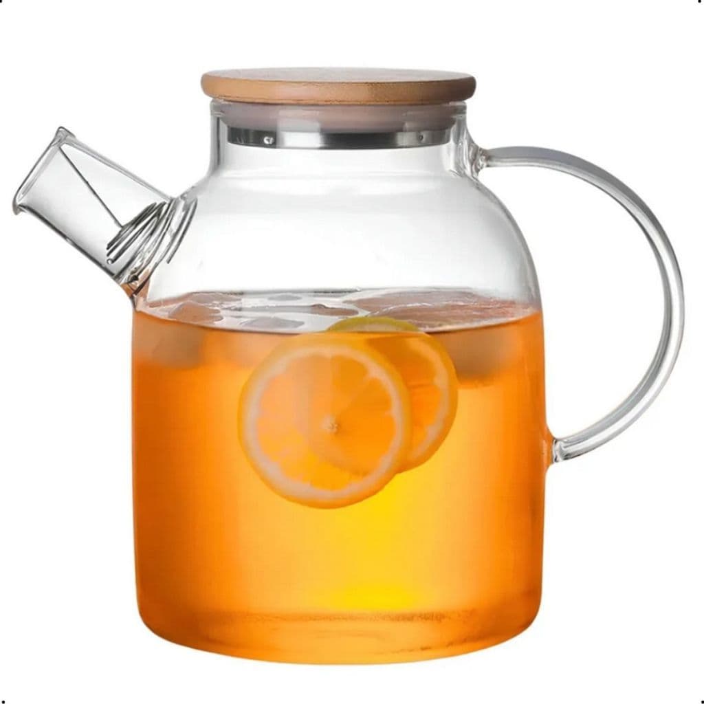 Chaleira de Vidro Borossilicato com Tampa de Bambu – 1,8L | Design Elegante e Funcional