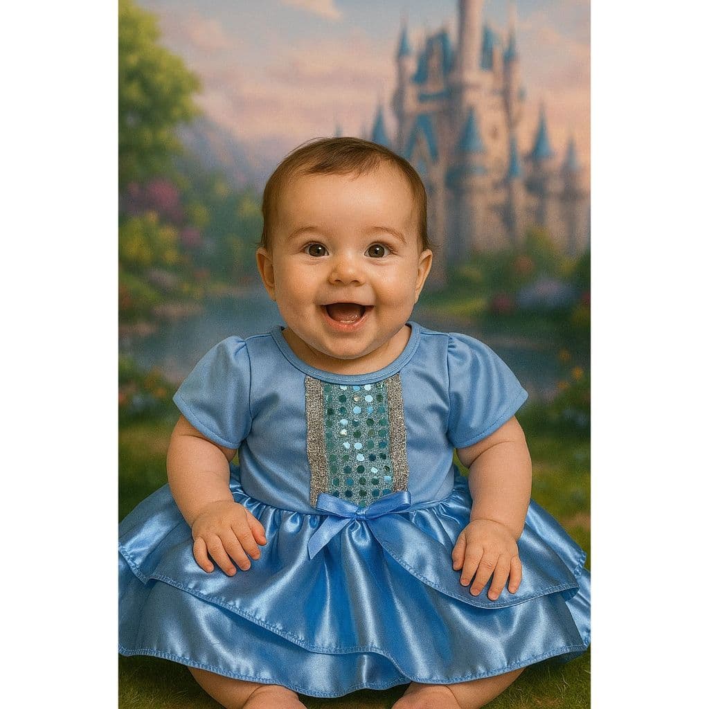 BODY LUXO FANTASIA TEMATICA  INFANTIL BEBÊ PRINCESA CINDERELA MENINAS MESVERÁRIOS FESTAS CARNAVAL