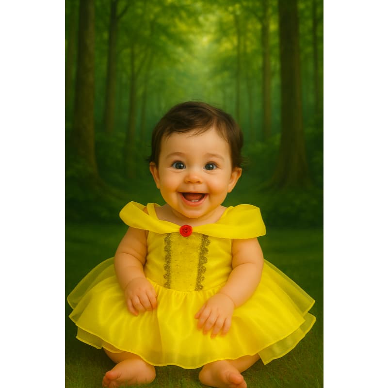 BODY FANTASIA TEMATICO  INFANTIL BEBÊ LUXO PRINCESA BELLA MENINAS MESVERÁRIOS FESTAS CARNAVAL