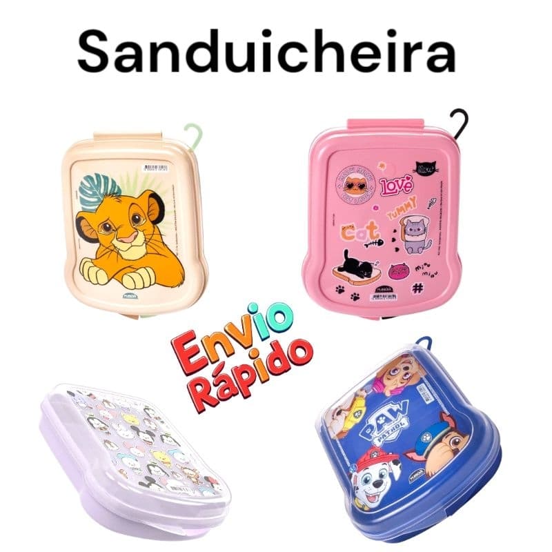 Lancheira Mini Porta Lanches, Lancheira Porta Sanduíche, Sanduicheira Personagens...