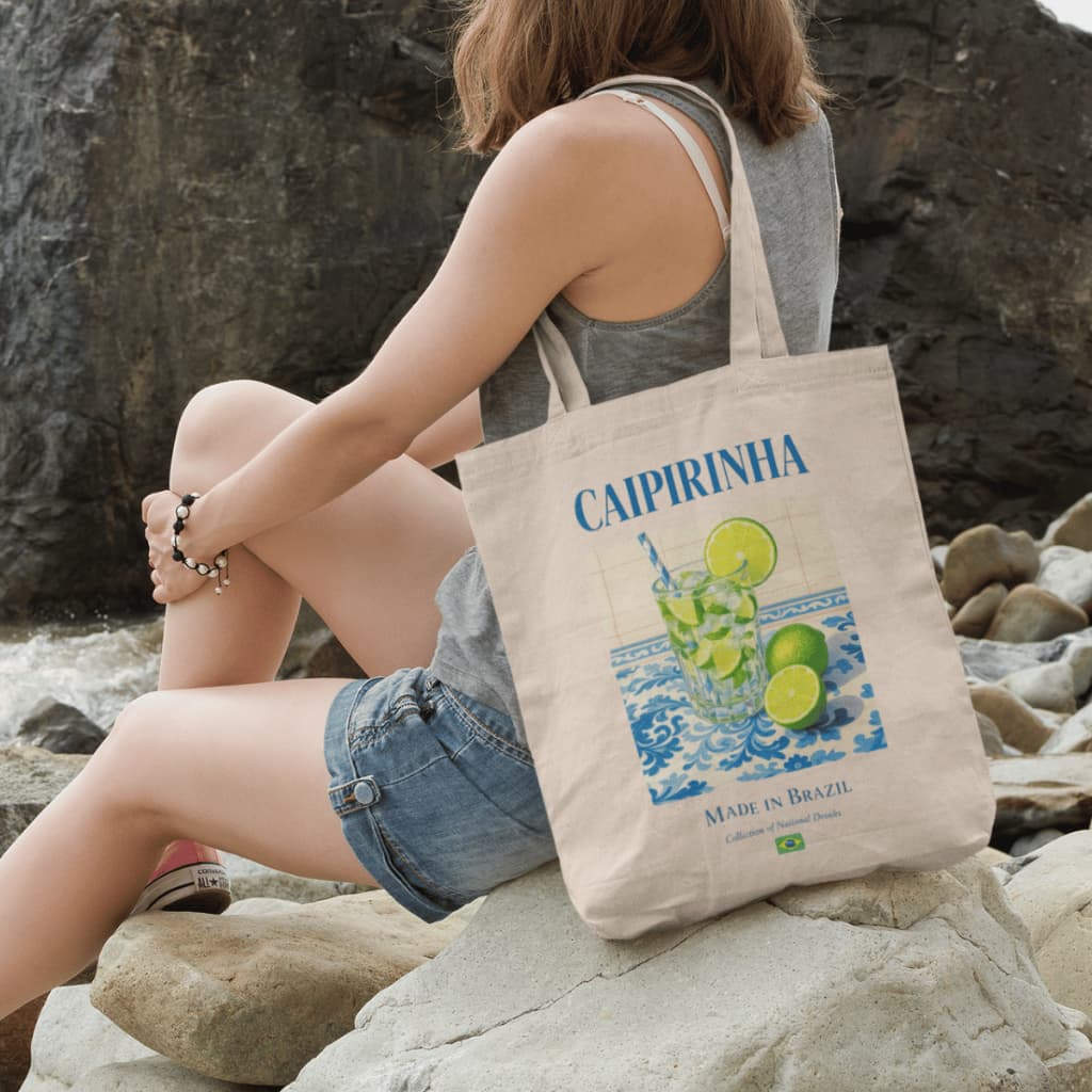 Bolsa Ecobag Caipirinha Made In Brazil Para Praia Sacola Ecológica Em Algodão Cru