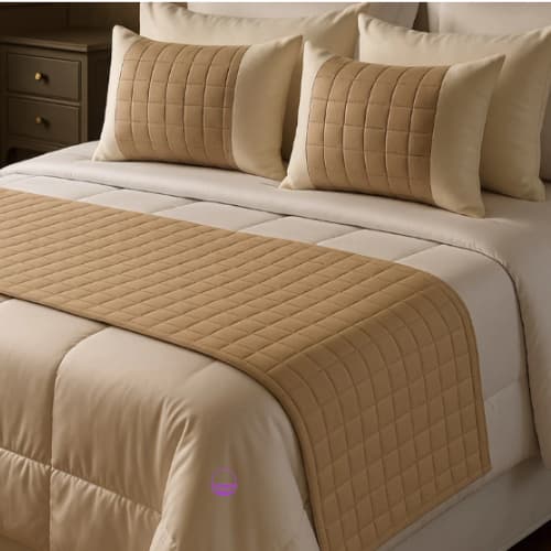Peseira Para Cama de Casal com Almofada Cheias 300 Fios 5 Peças Percal Decoração Quarto Aconchegante