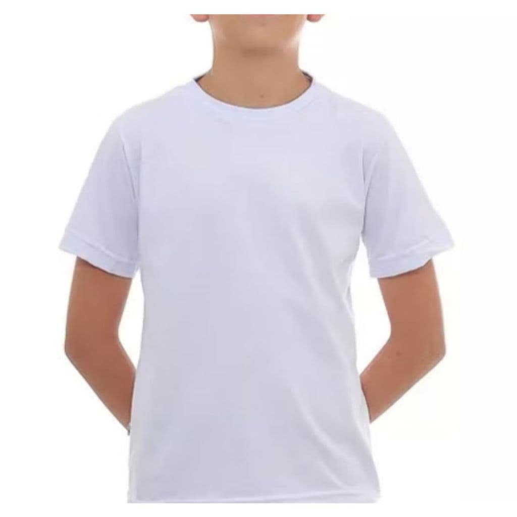 Camiseta Escolar Infantil Branca Básica Menino Menina Lisa - Infantil 100%algodão  - 4 ao 16
