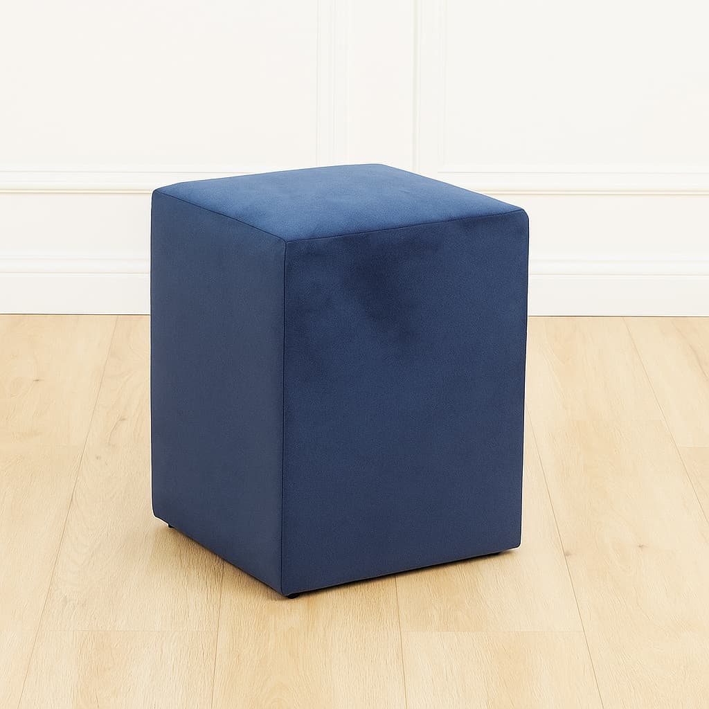 Puff Quadrado Decorativo Banqueta Tecido Macio Madeira Cores