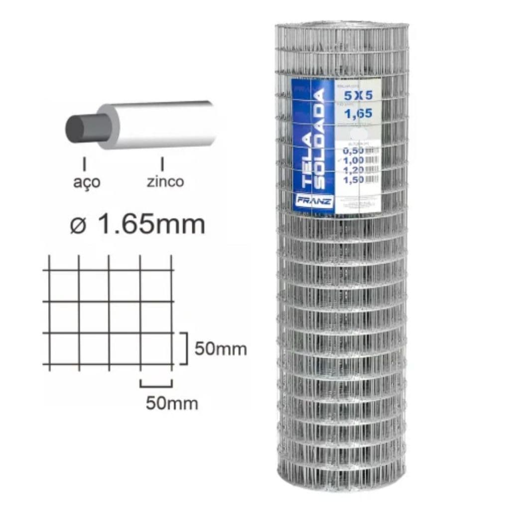 TELA CERCA SOLDADA 1x25M Cachorro Gato Malha 5x5cm Fio 1,65mm Reforçada