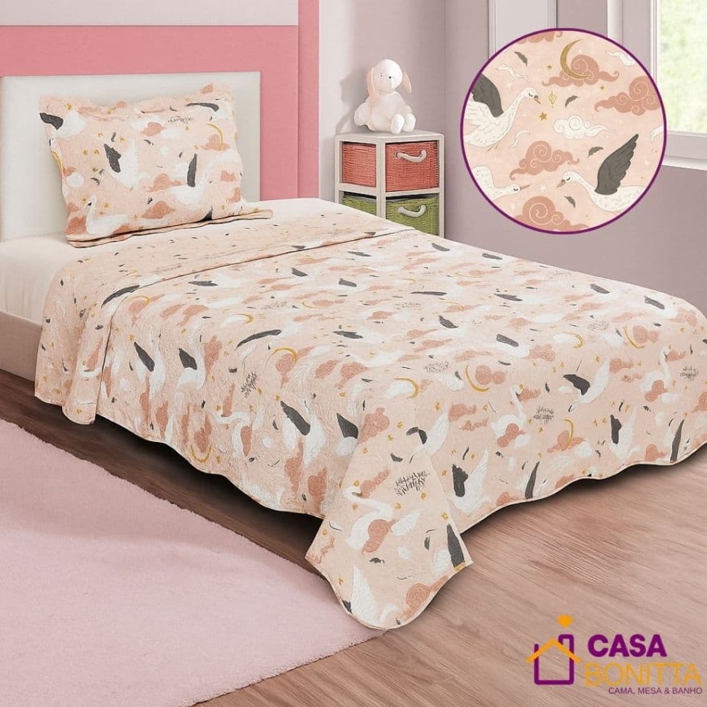 Colcha Solteiro Infantil Evolution Patchwork Camesa 2 Peças Estampa Divertida