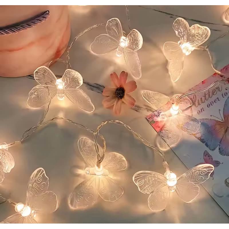 Cordão lâmpada borboleta luminária fio de luz 1,5m