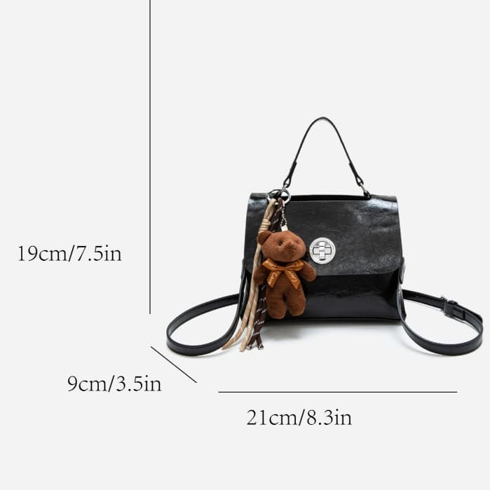 BOLSA MIDI COM CHAVEIRO FOFO DE URSO,BOLSA CASUAL PEQUENA