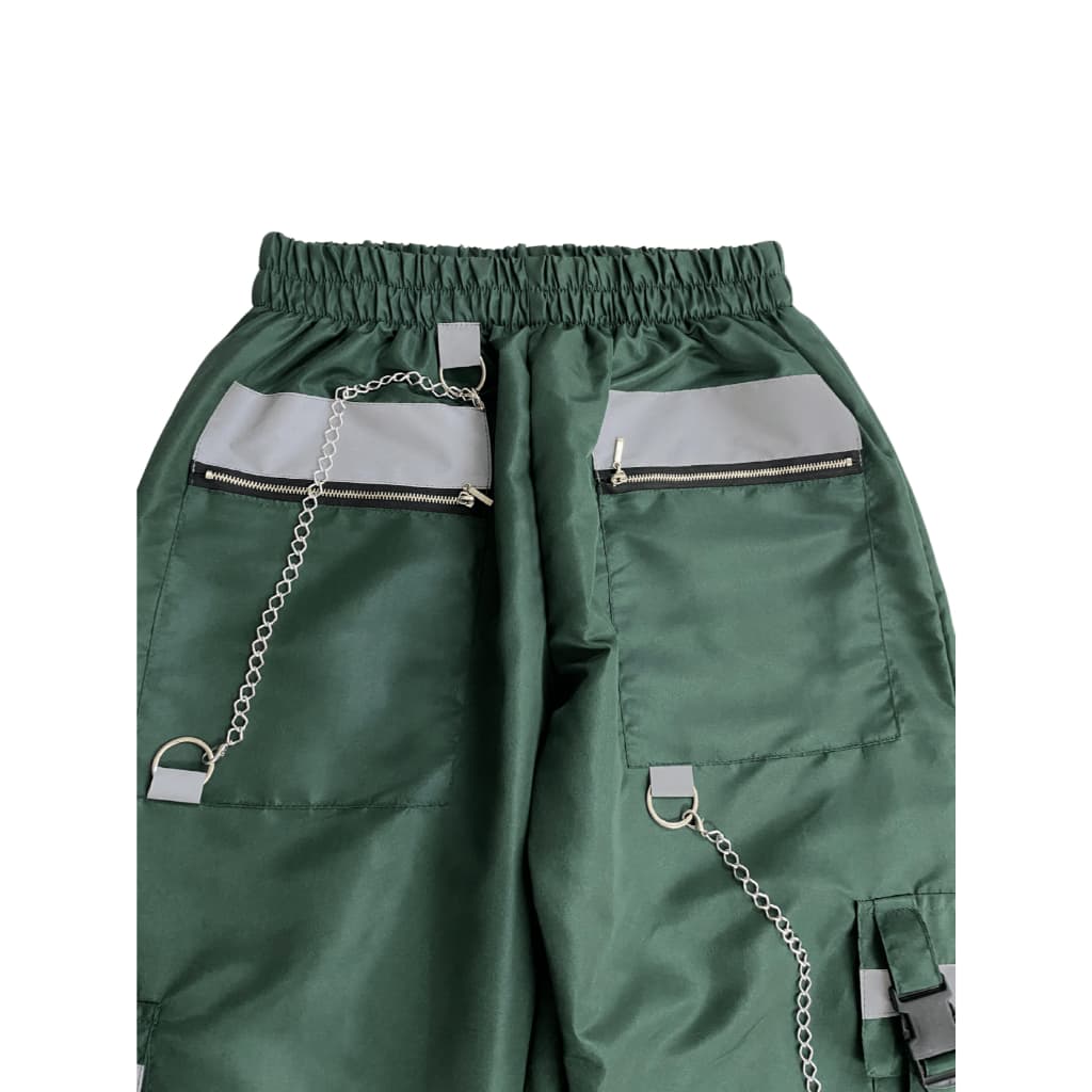 CALÇA LONGO CARGO JOGGER EM TACTEL FEMININO MODERNO E ACABAMENTO REFLETIVO