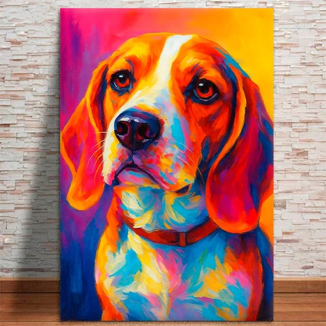 Quadro Decorativo Beagle Cachorro Colorido Pet MDF 3mm 4K