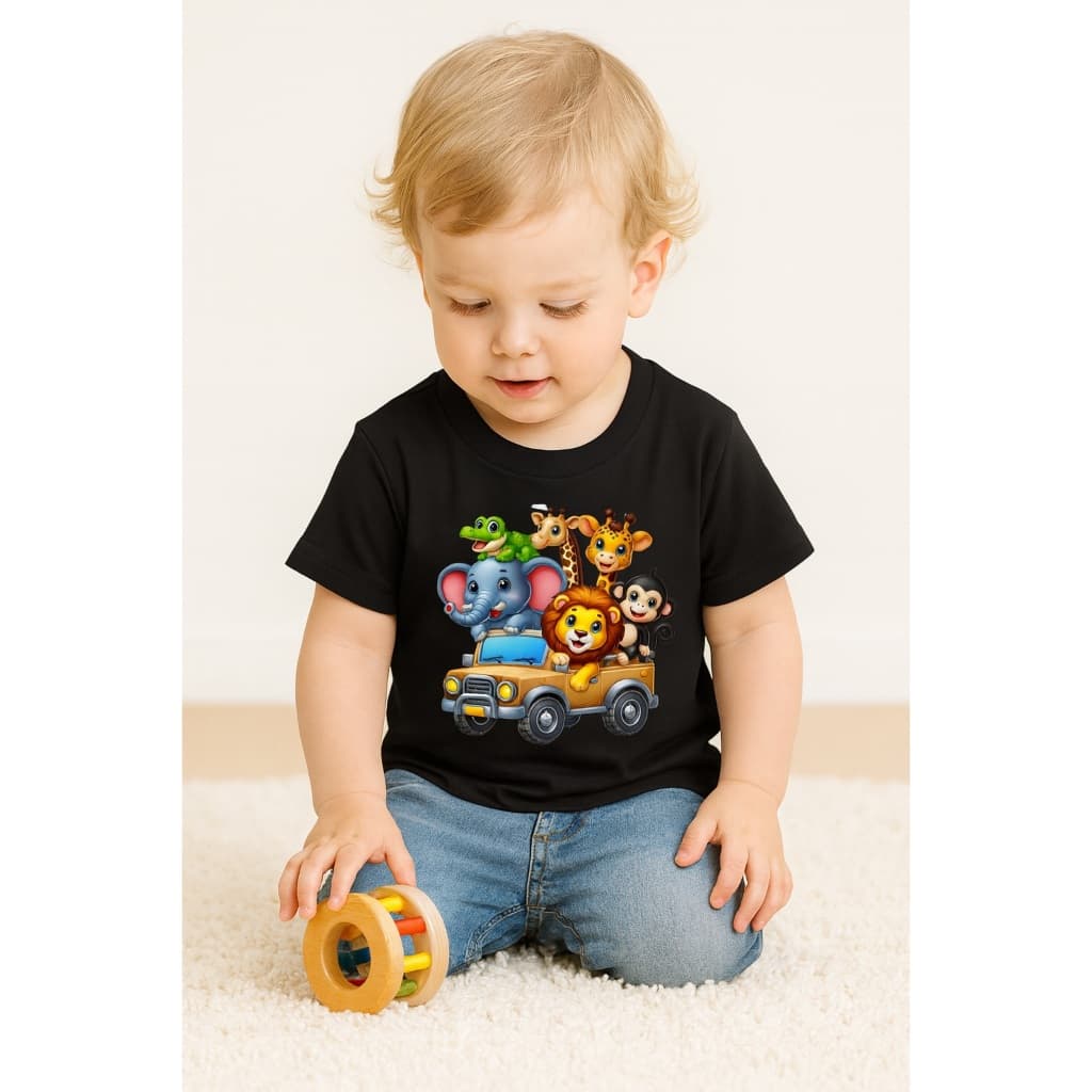 camiseta infantil opção presente blusa animaizinhos zoo colorida algodão Camiseta