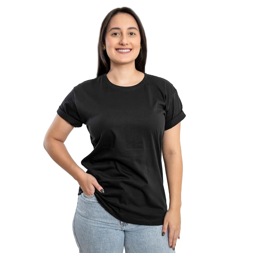 Camiseta Feminina T-Shirt Básica 100% Algodão Lisa Promoção Gola Redonda Oversized Dia Dia - Promoção Frete Grátis