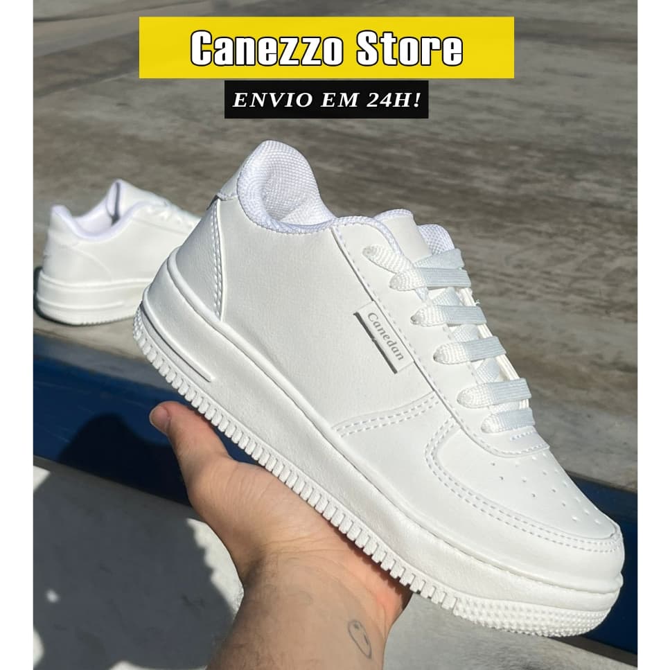 tenis femenino academia sapato confortável casual branco estiloso Promoção