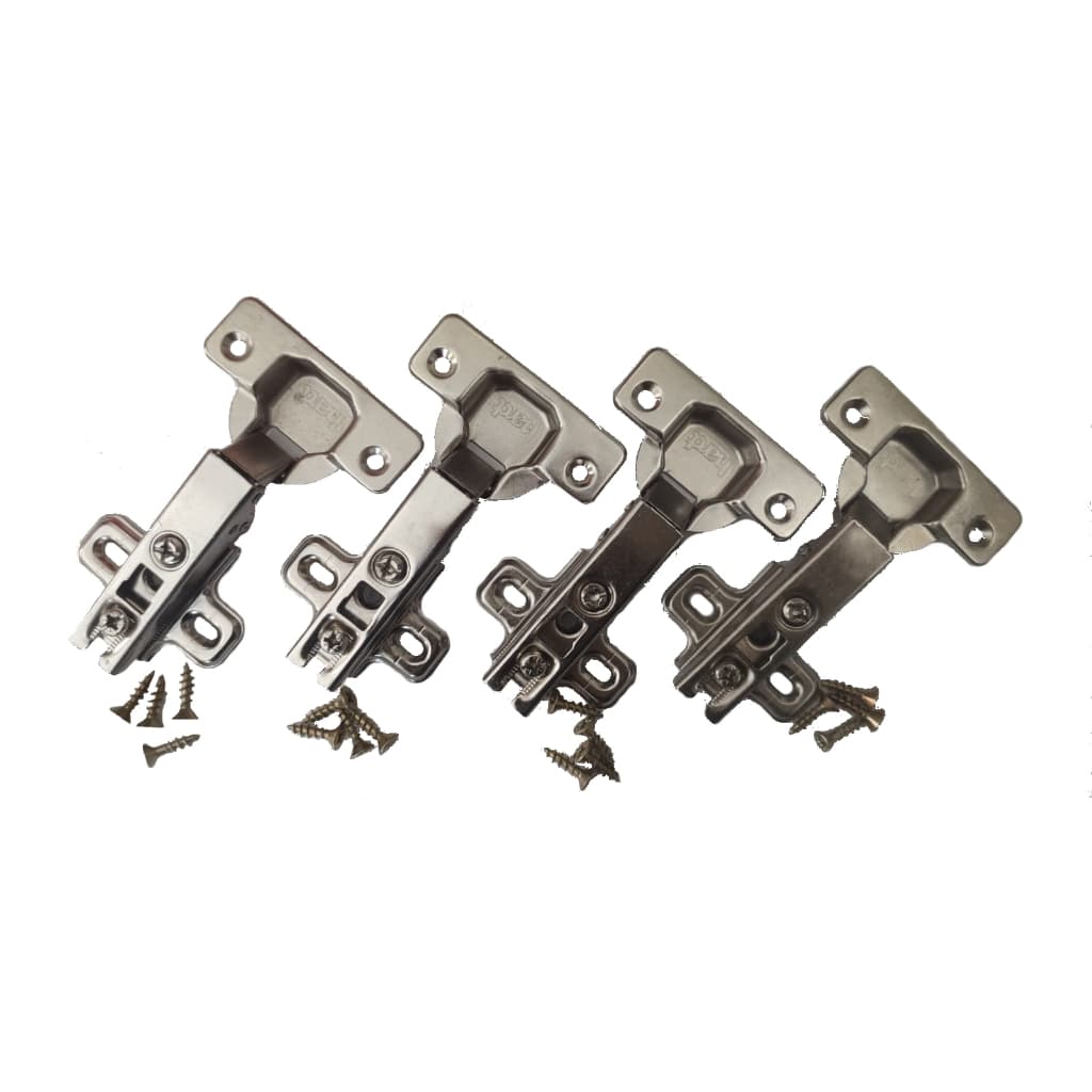 Kit 4 Dobradiças Para Porta de Móveis Armário Reta + Parafusos