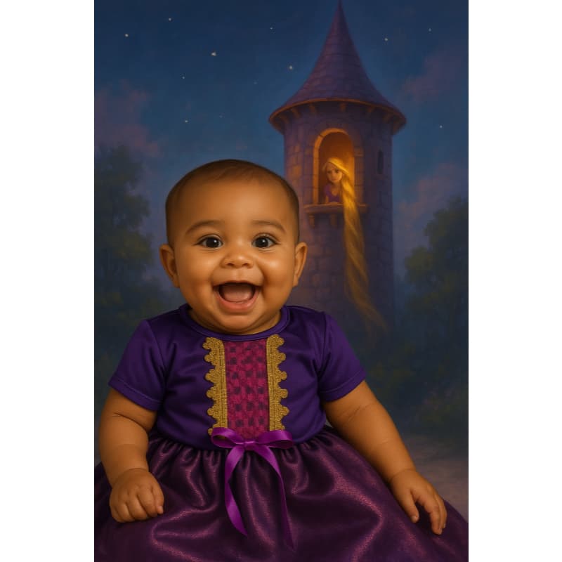 BODY FANTASIA TEMATICO  INFANTIL BEBÊ LUXO MENINAS RAPUNZEL MESVERÁRIOS FESTAS CARNAVAL
