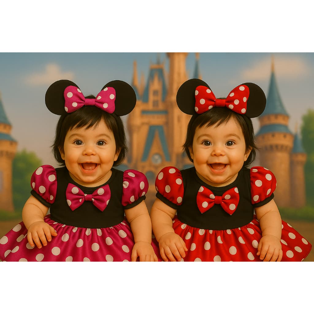 BODY FANTASIA TEMATICO  INFANTIL BEBÊ LUXO MINNIE VERMELHA OU MINNIE ROSA MENINAS MESVERÁRIOS FESTAS CARNAVAL