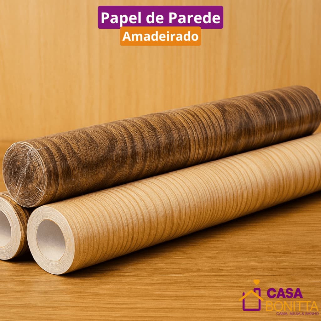 Papel de Parede Amadeirado 5mx45cm Autoadesivo para Sala Escritório Quarto Móveis