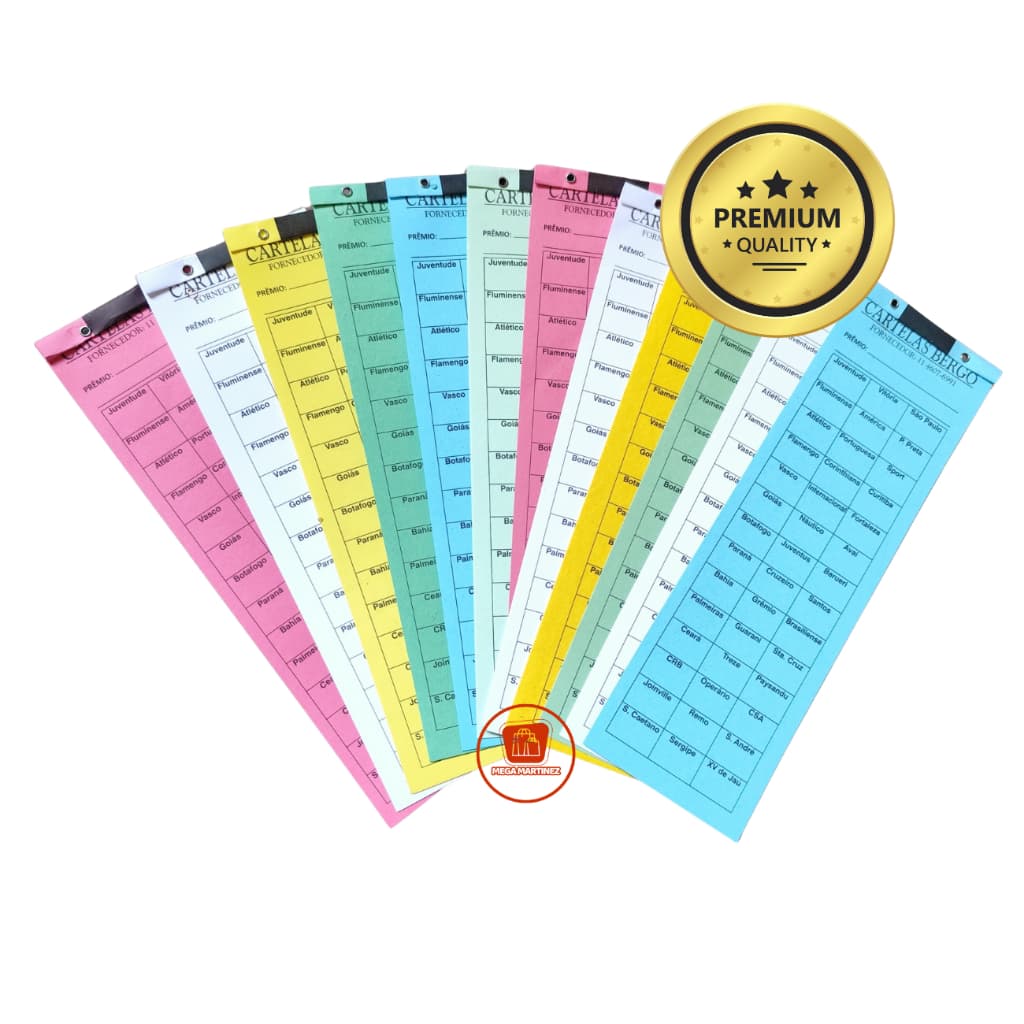 Kit 10 20 ou 50 Cartelas de Rifa de 42 times sorteio evento (Pacotes 10, 20 ou 50 Cartelas)